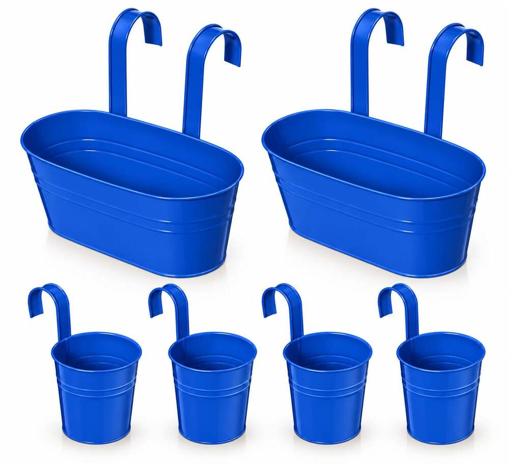 Reallnaive Metal Poolside Storage Cup Drink Towel Holder Set 6 Pcs Dark Blue
